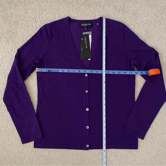 Jones New York Collection Women’s Purple Essential Cardigan - Picture 3 of 5